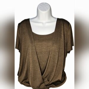 Vintage Y2K Women's AB Studio V-Neck Wrap Short Sleeve Top Size XL
